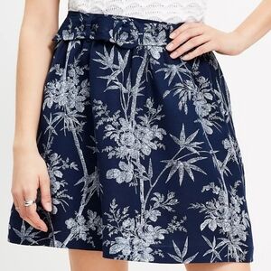 NWT Ann Taylor Loft Palm Tree Floral Belted Linen Blend Mini A Line Skirt 14